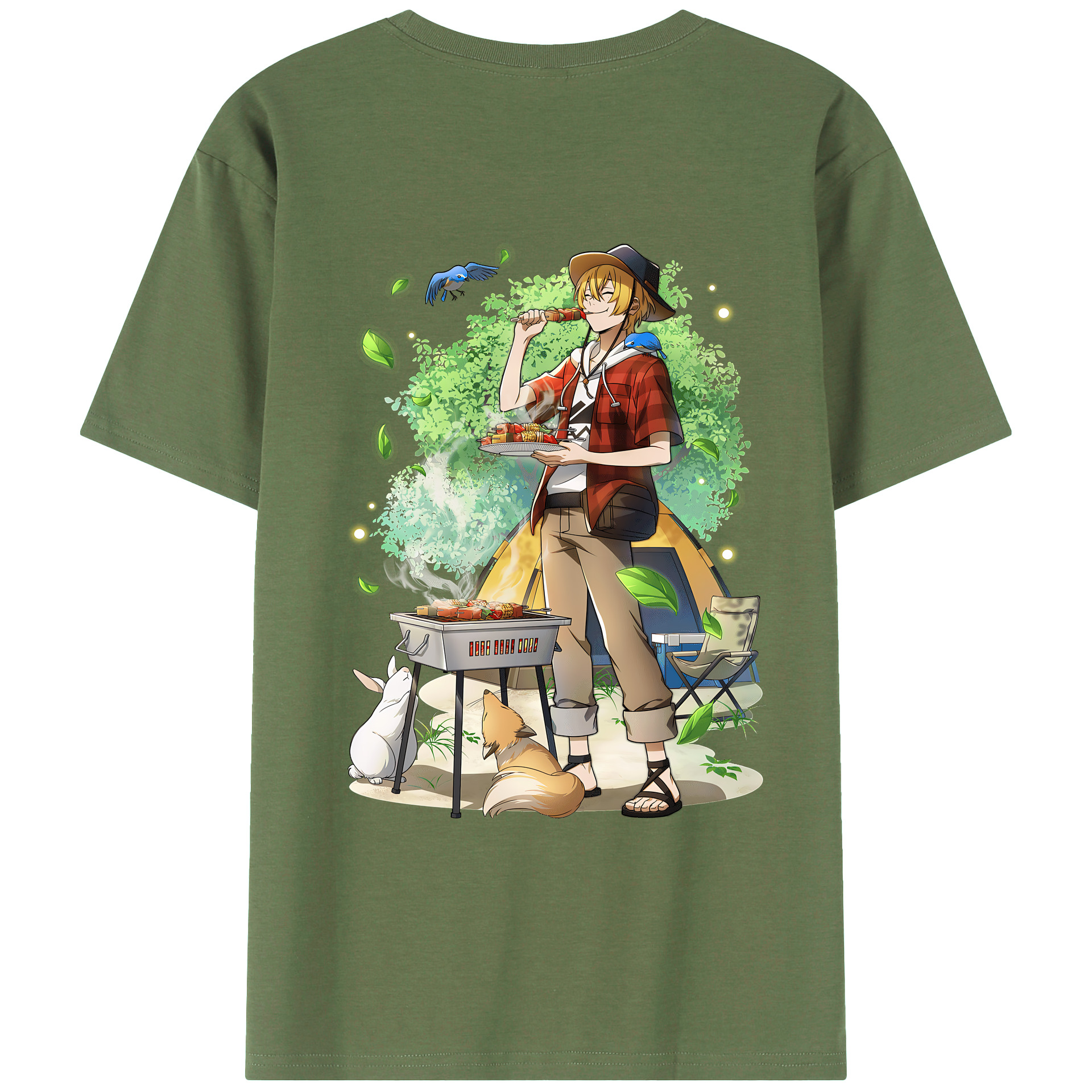 （画像用） 文豪ストレイドッグス Bungo Stray Dogs 綿100％ メンズ半袖Tシャツ（バックプリント） 通気性